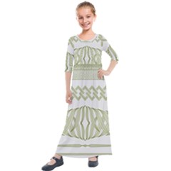 Guilloche Border Kids  Quarter Sleeve Maxi Dress