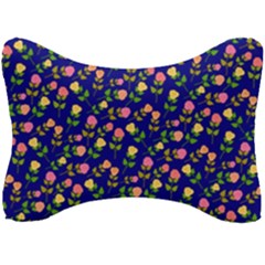 Flowers Roses Blue Seat Head Rest Cushion by Bajindul