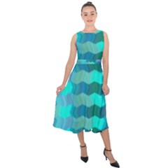 Texture Geometry Midi Tie-back Chiffon Dress