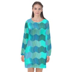 Texture Geometry Long Sleeve Chiffon Shift Dress  by HermanTelo