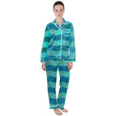 Texture Geometry Satin Long Sleeve Pyjamas Set