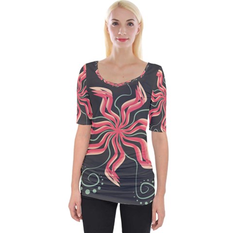 Flower Abstract Wide Neckline Tee by HermanTelo