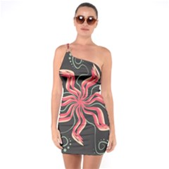 Flower Abstract One Soulder Bodycon Dress