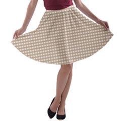 Gingham Check Plaid Fabric Pattern Grey A-line Skater Skirt by HermanTelo