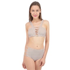 Gingham Check Plaid Fabric Pattern Grey Cage Up Bikini Set