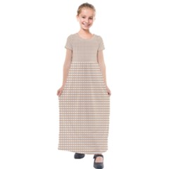 Gingham Check Plaid Fabric Pattern Grey Kids  Short Sleeve Maxi Dress