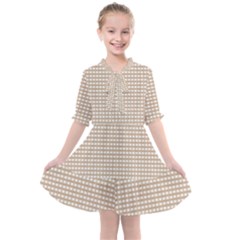 Gingham Check Plaid Fabric Pattern Grey Kids  All Frills Chiffon Dress by HermanTelo