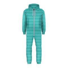 Gingham Plaid Fabric Pattern Green Hooded Jumpsuit (kids)