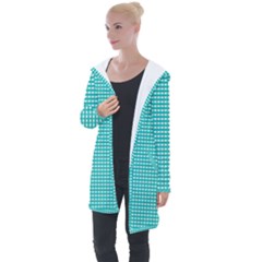 Gingham Plaid Fabric Pattern Green Longline Hooded Cardigan by HermanTelo