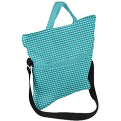 Gingham Plaid Fabric Pattern Green Fold Over Handle Tote Bag by HermanTelo