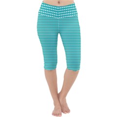 Gingham Plaid Fabric Pattern Green Lightweight Velour Cropped Yoga Leggings