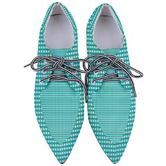 Gingham Plaid Fabric Pattern Green Pointed Oxford Shoes