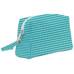 Gingham Plaid Fabric Pattern Green Wristlet Pouch Bag (large)
