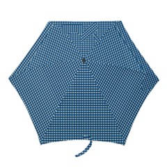 Gingham Plaid Fabric Pattern Blue Mini Folding Umbrellas by HermanTelo