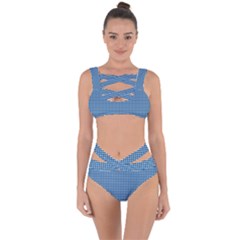 Gingham Plaid Fabric Pattern Blue Bandaged Up Bikini Set  by HermanTelo