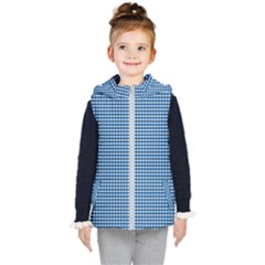 Gingham Plaid Fabric Pattern Blue Kids  Hooded Puffer Vest