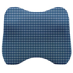 Gingham Plaid Fabric Pattern Blue Velour Head Support Cushion