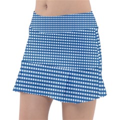 Gingham Plaid Fabric Pattern Blue Tennis Skirt