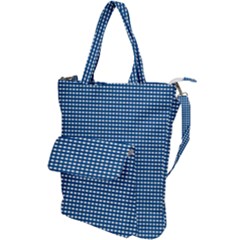 Gingham Plaid Fabric Pattern Blue Shoulder Tote Bag