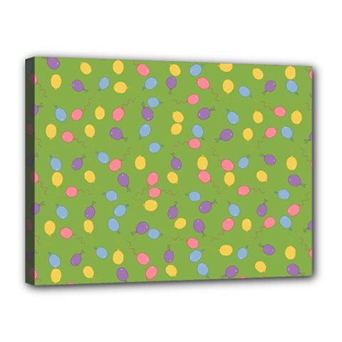 Balloon Grass Party Green Purple Canvas 16  X 12  (stretched) by HermanTelo