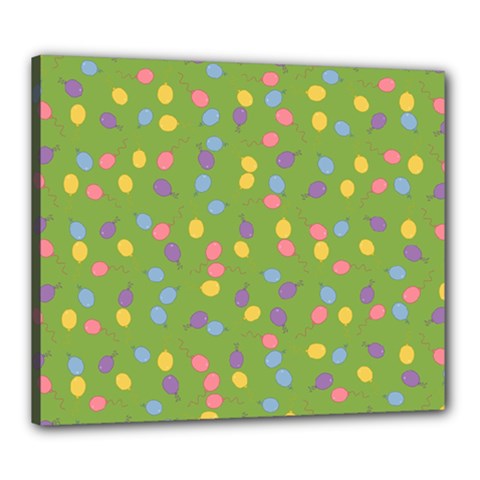 Balloon Grass Party Green Purple Canvas 24  X 20  (stretched) by HermanTelo