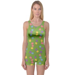 Balloon Grass Party Green Purple One Piece Boyleg Swimsuit