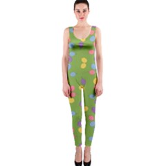 Balloon Grass Party Green Purple One Piece Catsuit