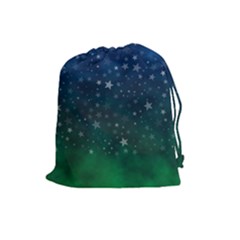 Background Blue Green Stars Night Drawstring Pouch (large)
