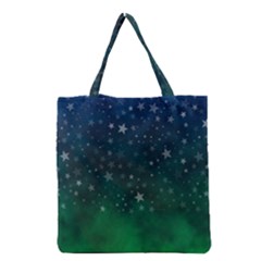 Background Blue Green Stars Night Grocery Tote Bag