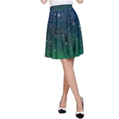 Background Blue Green Stars Night A-line Skirt