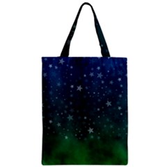 Background Blue Green Stars Night Zipper Classic Tote Bag by HermanTelo