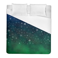 Background Blue Green Stars Night Duvet Cover (full/ Double Size)