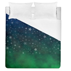 Background Blue Green Stars Night Duvet Cover (queen Size)