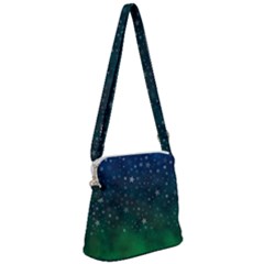 Background Blue Green Stars Night Zipper Messenger Bag