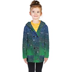 Background Blue Green Stars Night Kids  Double Breasted Button Coat by HermanTelo