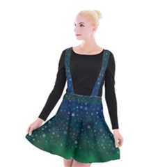 Background Blue Green Stars Night Suspender Skater Skirt by HermanTelo