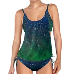 Background Blue Green Stars Night Tankini Set by HermanTelo