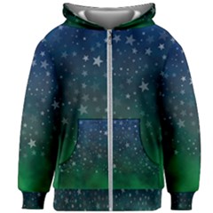 Background Blue Green Stars Night Kids  Zipper Hoodie Without Drawstring by HermanTelo