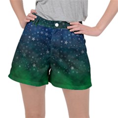 Background Blue Green Stars Night Ripstop Shorts by HermanTelo