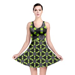 Backgrounds Green Grey Lines Reversible Skater Dress