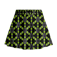 Backgrounds Green Grey Lines Mini Flare Skirt
