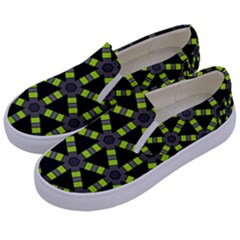 Backgrounds Green Grey Lines Kids  Canvas Slip Ons by HermanTelo