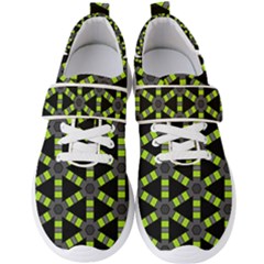 Backgrounds Green Grey Lines Men s Velcro Strap Shoes