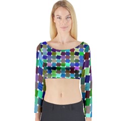 Geometric Background Colorful Long Sleeve Crop Top