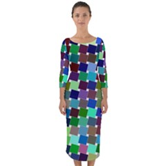 Geometric Background Colorful Quarter Sleeve Midi Bodycon Dress