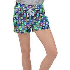 Geometric Background Colorful Women s Velour Lounge Shorts