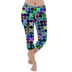 Geometric Background Colorful Lightweight Velour Capri Yoga Leggings by HermanTelo
