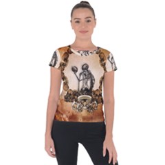 Awesome Skeleton With Skulls Short Sleeve Sports Top  by FantasyWorld7