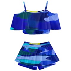 Sunset On The Lake Kids  Off Shoulder Skirt Bikini