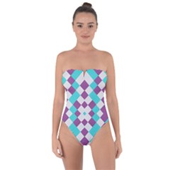 Texture Violet Tie Back One Piece Swimsuit by Alisyart